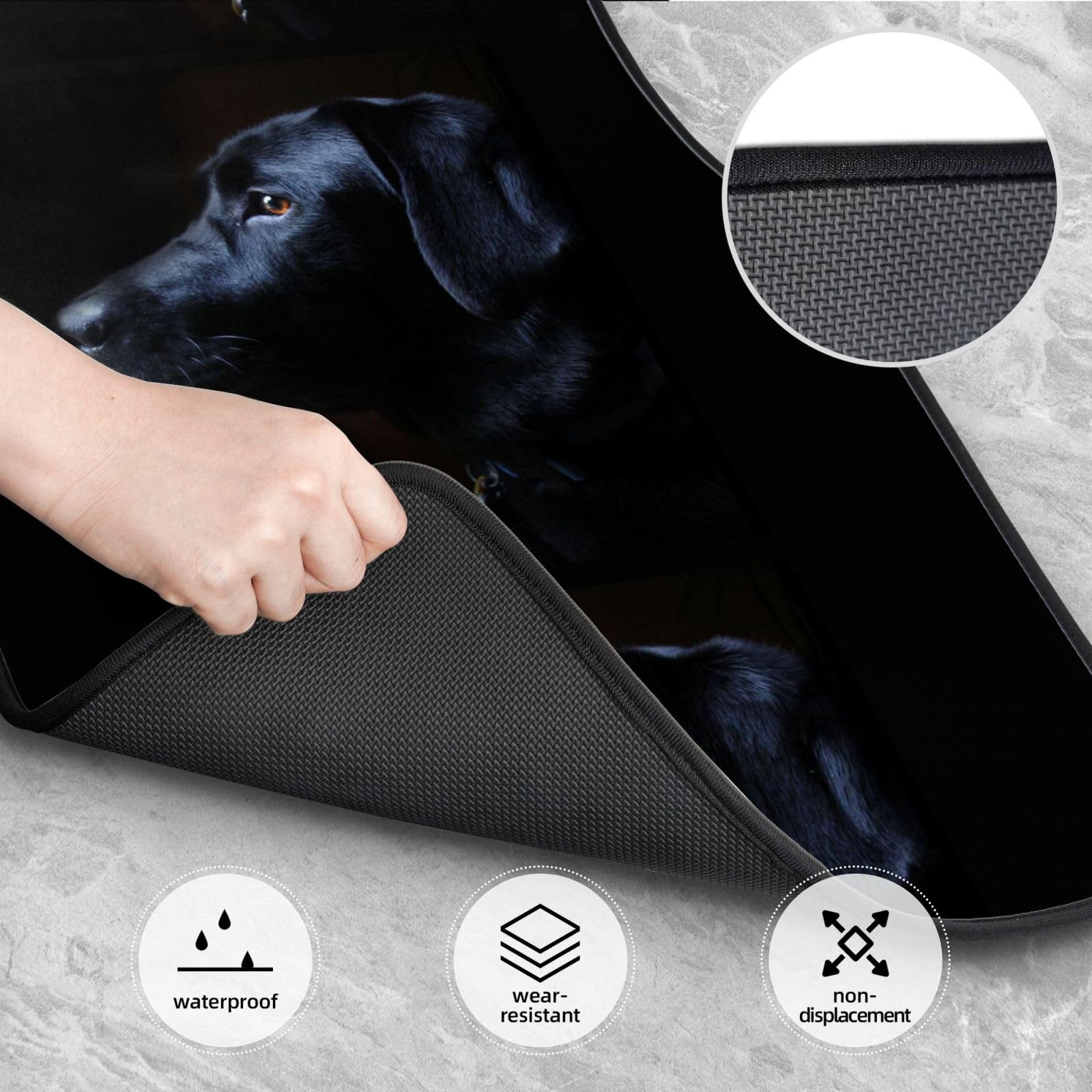 Schwarzer Labradorhund, 4er-Set Auto-Fußmatten, Neopren-Fußmatten für Fahrzeuge, rutschfeste Auto-Fußmatten, Autozubehör