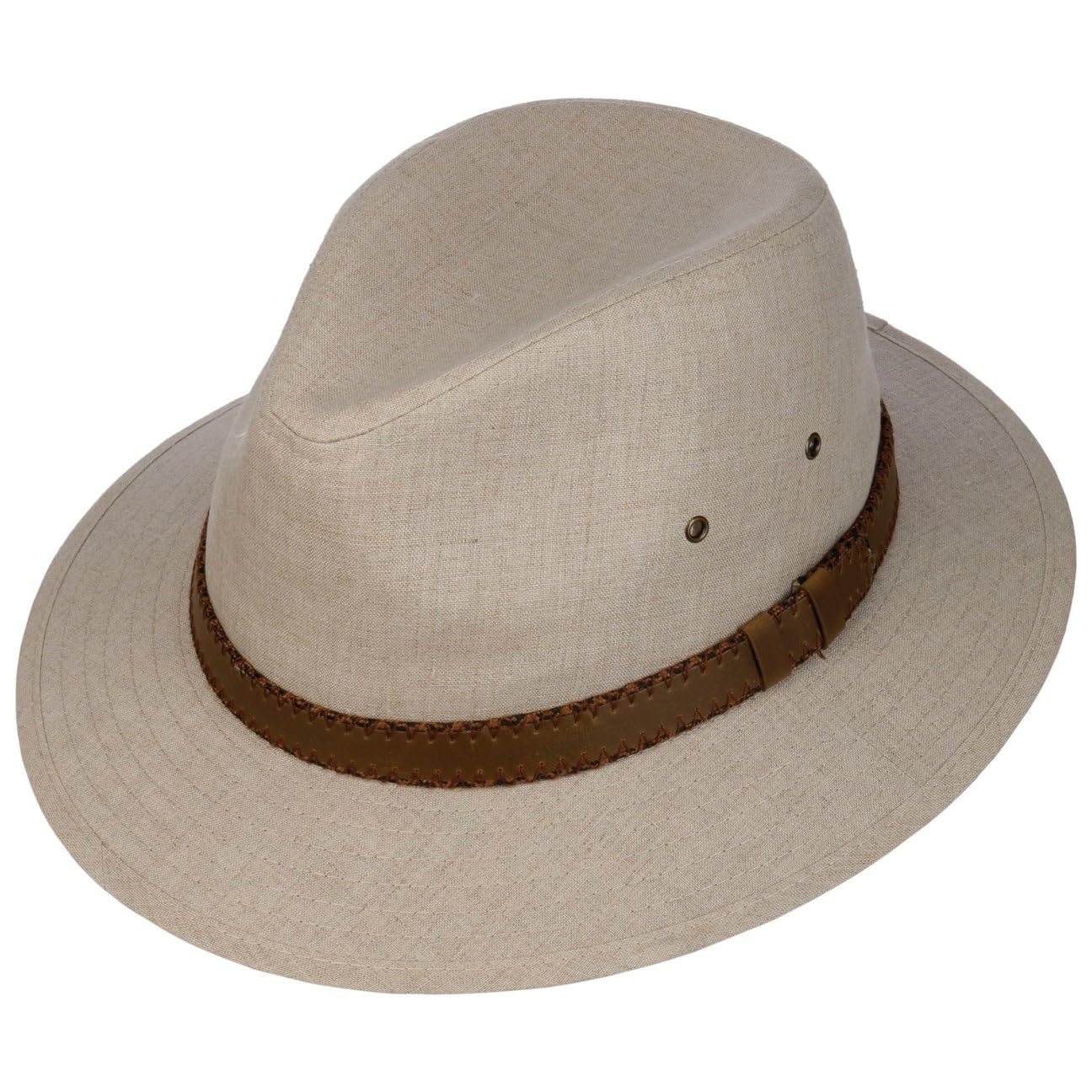 LIPODO Uni Safari Kapelusz traveller lniany z metalowymi oczkami i paskiem z ekoskory Unisex Wiosna Lato