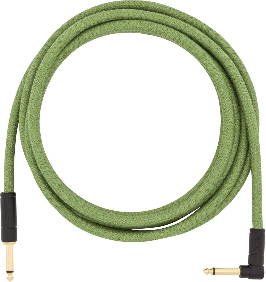 Fender Festival Hemp Instrument Cable, Straight/Angle, Green, 10ft : Musical Instruments