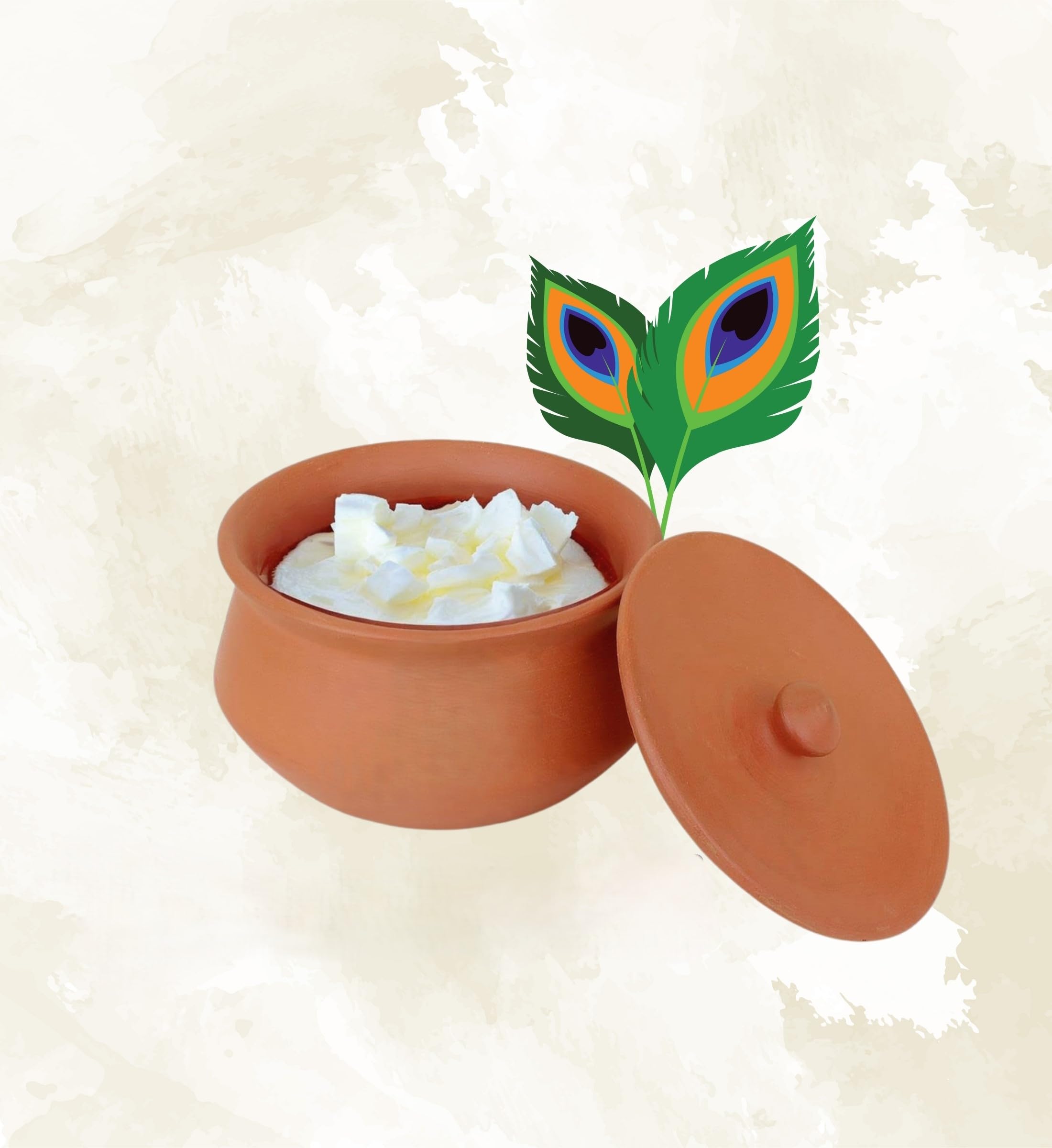 Clay Handi For Krishna Janmastami Special Handi Terracotta Clay Pot Cooking & Serving Bhog Parsadam Serving & Cooking Pot Hand Craft Making Curd Bowl Pack of 1Pcs In 700ML