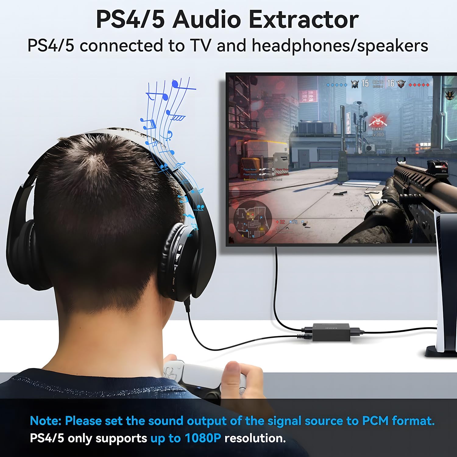 Divisor extractor de audio HDMI, adaptador de audio HDMI a 3.5 mm, 4K x 2K @30HZ, 3D, 1080P compatible con TV, PC, sistema de sonido, Xbox, Switch, PS3, PS4, PS5
