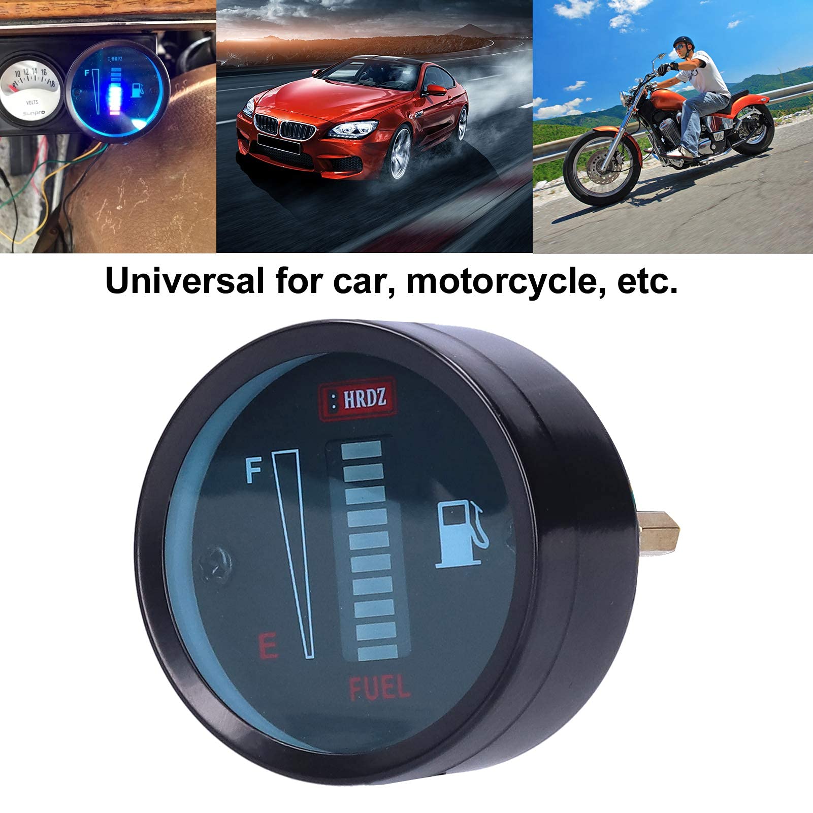 Indicatore Livello Carburante Moto LED 12V 52mm, Indicatore Rotondo Resistenza Regolabile per Motociclette
