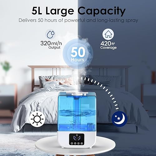 Miniatura 2 de Humidificadores para dormitorio, humidificadores de niebla fría para plantas de bebé de habitación grande, mini humidificador pequeño 5L aceite