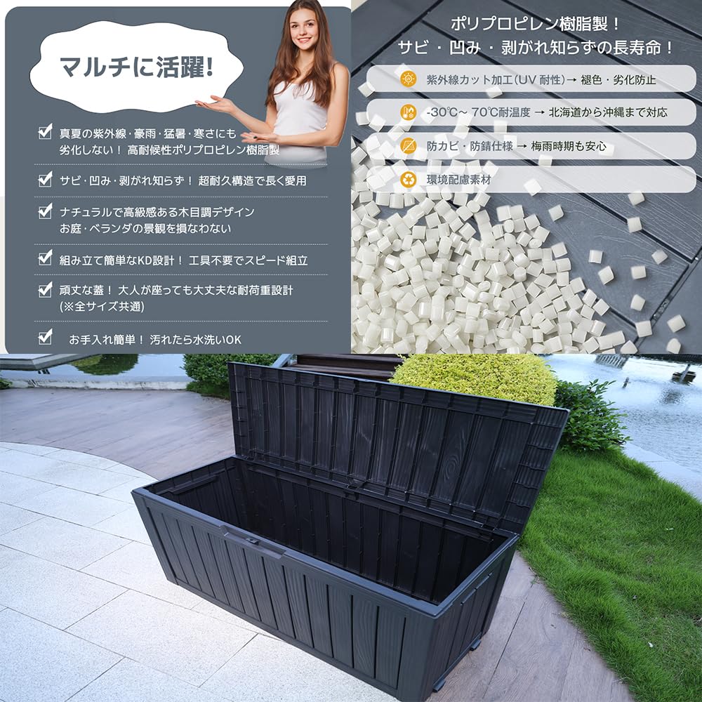 Amazon.co.jp: 屋外収納ボックス 置き配 ゴミ箱 小型 戸外収納庫 170L