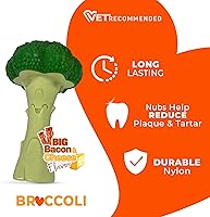 Vista 4 de Nylabone Broccoli Power - Juguete masticable para perros, juguetes para perros para masticadores agresivos, sabor a tocino y queso, perros grandes