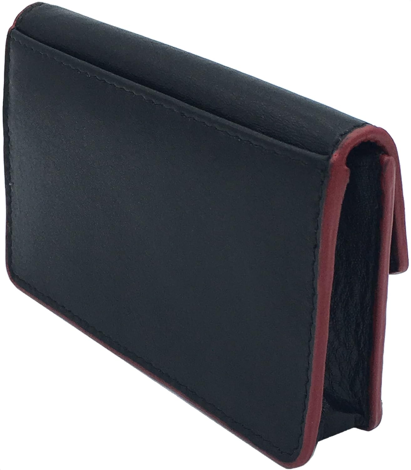 Genuine Leather Black/Red Personalized RFID Card Holder