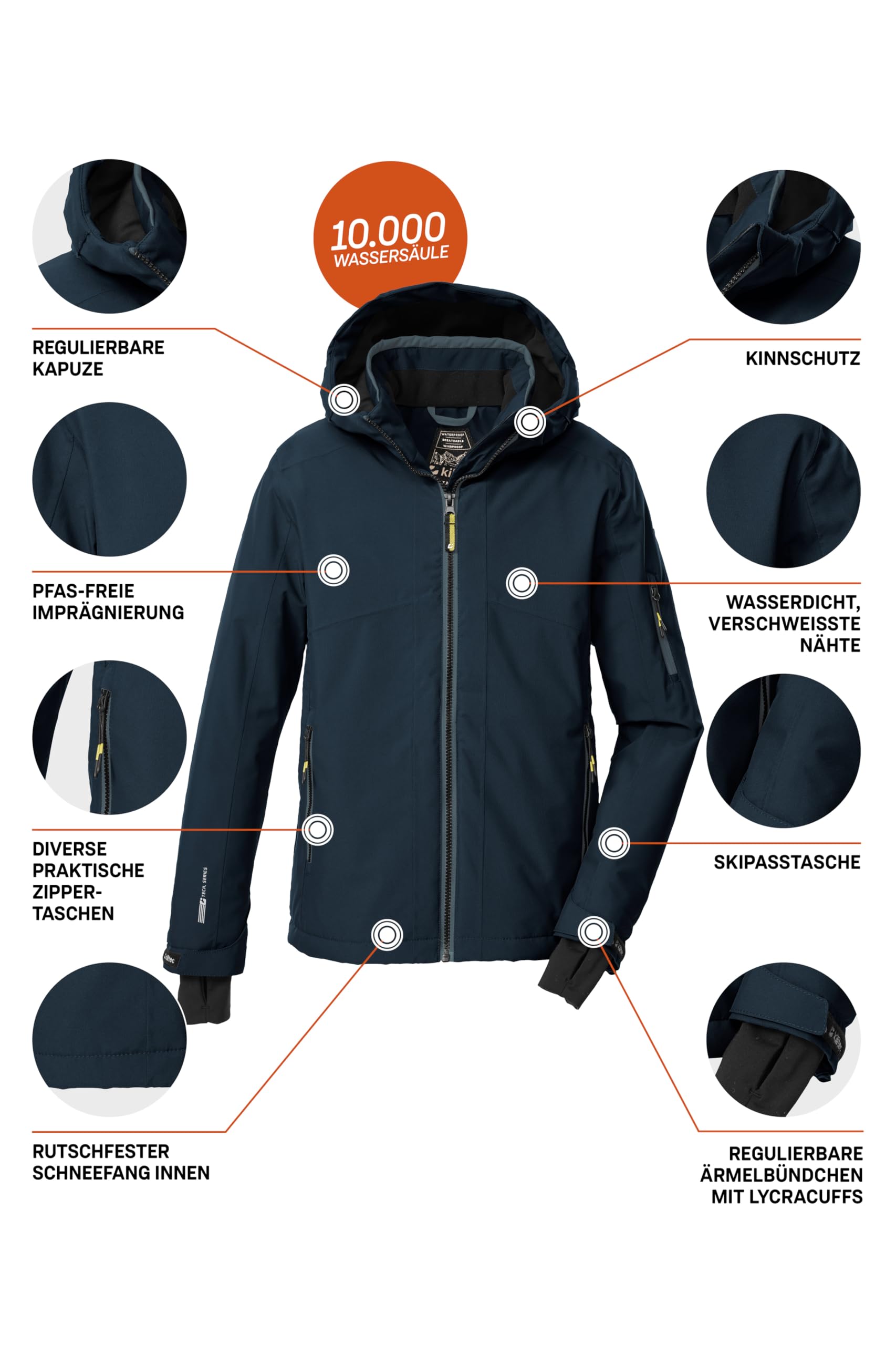 Killtec Ksw 202 Bys Ski Jckt Veste de ski/fonctionnelle avec capuche et jupe pare-neige Garçon