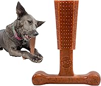 SPOT Bam-Bones Plus T-Bone Dog Chew Toy - Durable Bamboo Fiber Nylon for Aggressive Chewers, Beef Flavor, Non-Splintering 6in for Dogs Under 60lbs