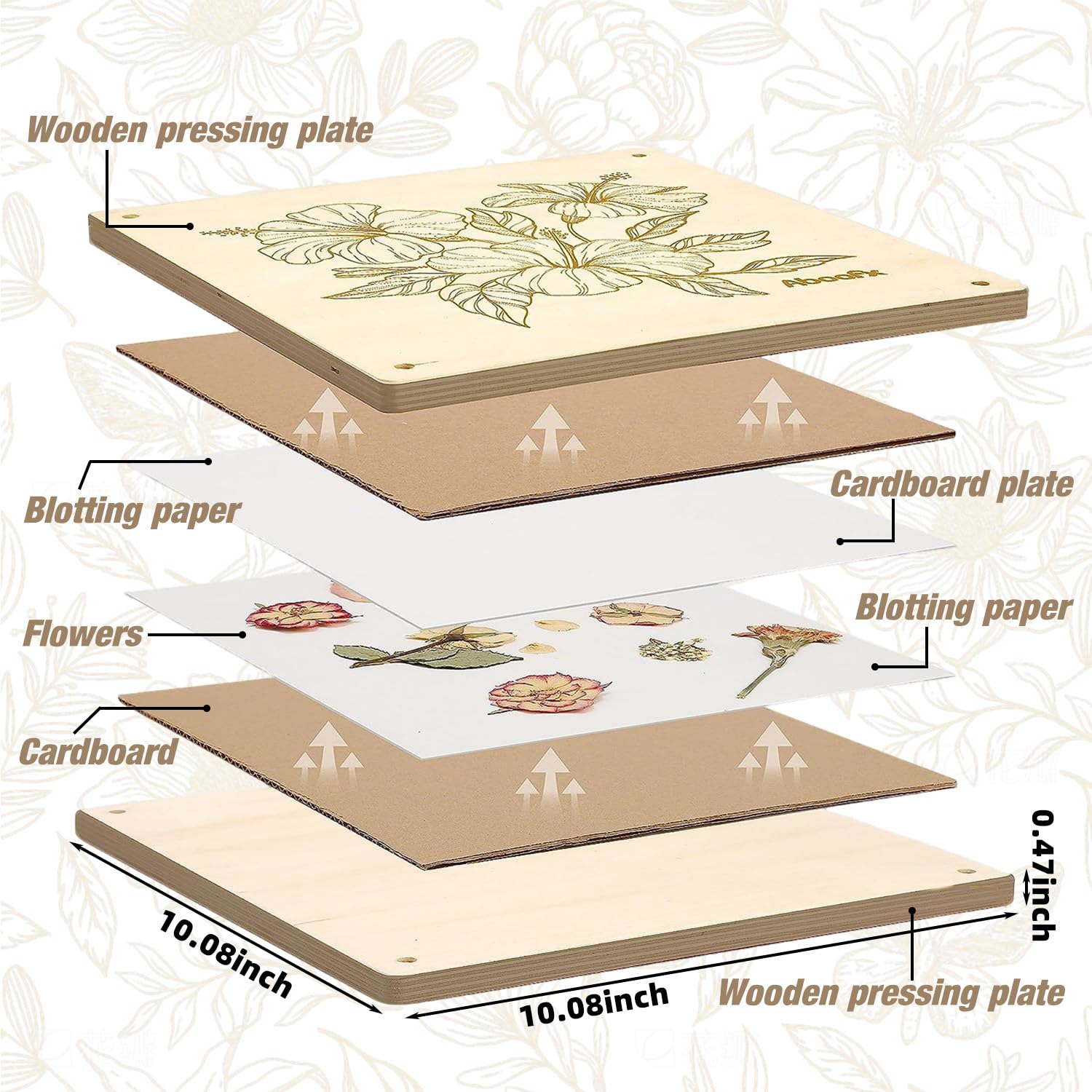 Xheanxu Large Flower Press for Adults Kids Craft Kits for Adults UK Creative DIY Flower Pressing Kit - Image 2
