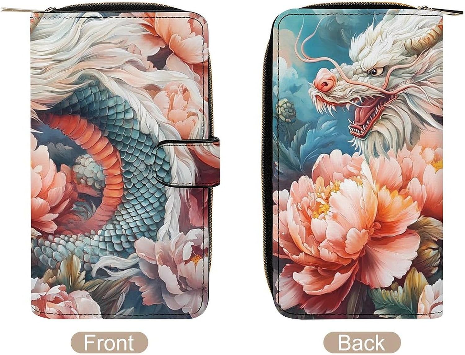 Dragon Women's Long Wallet Leather Large Capacity Wristlet Clutch Purse Wallets