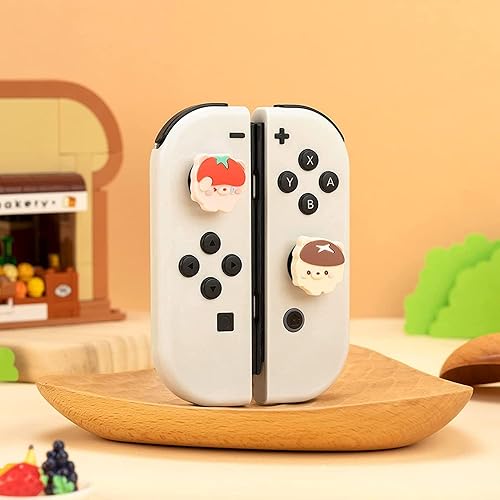 Miniatura 2 de GeekShare Bonitas tapas de silicona Joycon con agarre para el pulgar cubierta de joystick compatible con Nintendo Switch OLED  Switch Lite 4 piezas