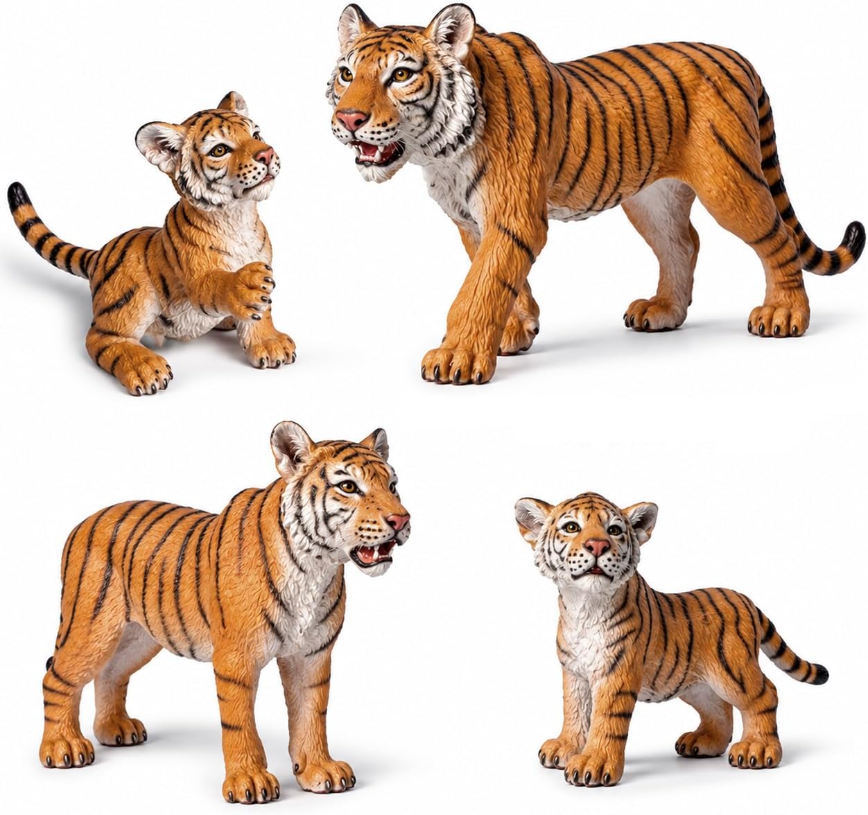 Tigers Family Figurines Set, Wild Animal with Cubs Figures