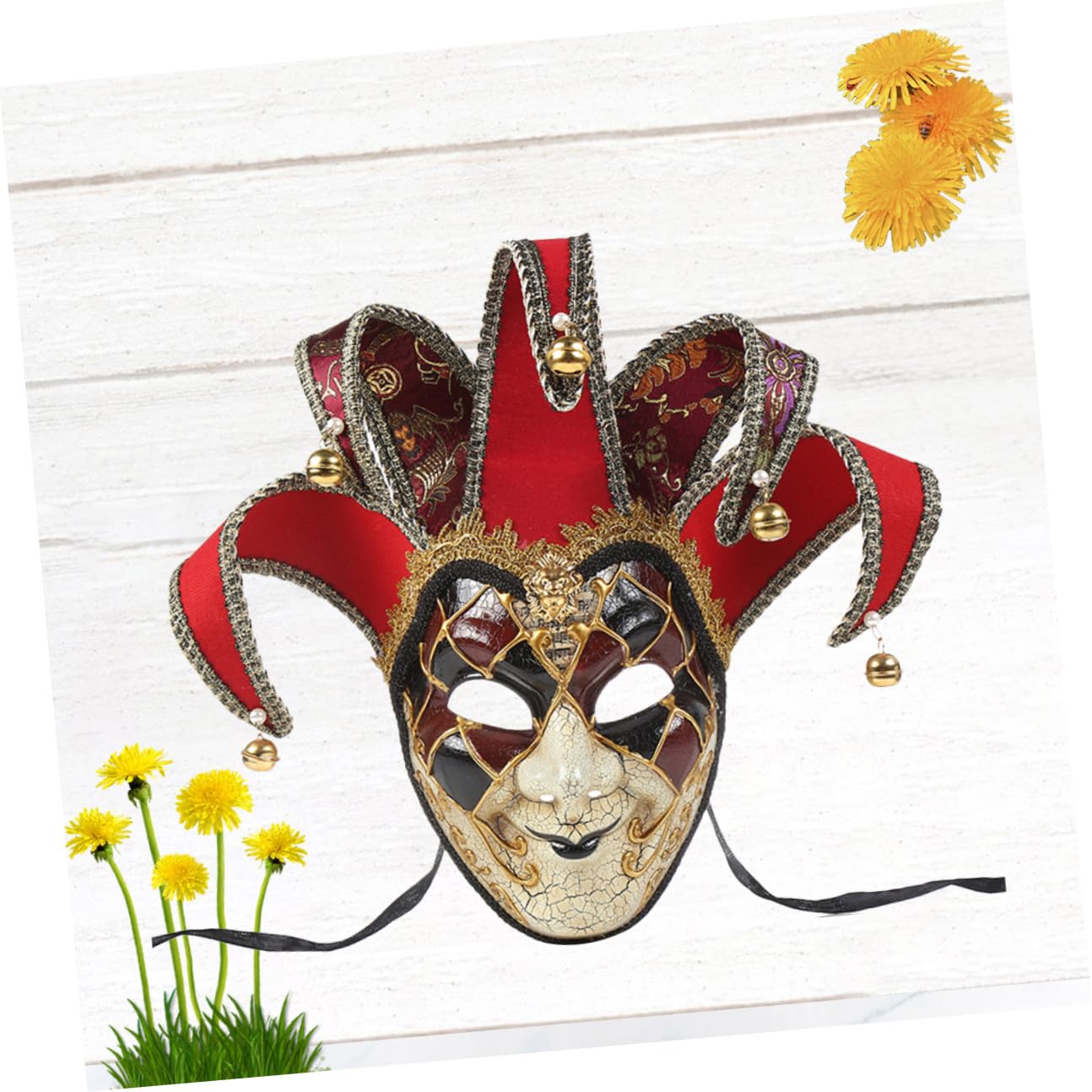 Máscara Veneciana de Cara Completa Roja para Carnaval y Fiesta de Mascarada, Estilo Vintage Tela y Plástico sin Olor, Diseño Delicado y Llamativo