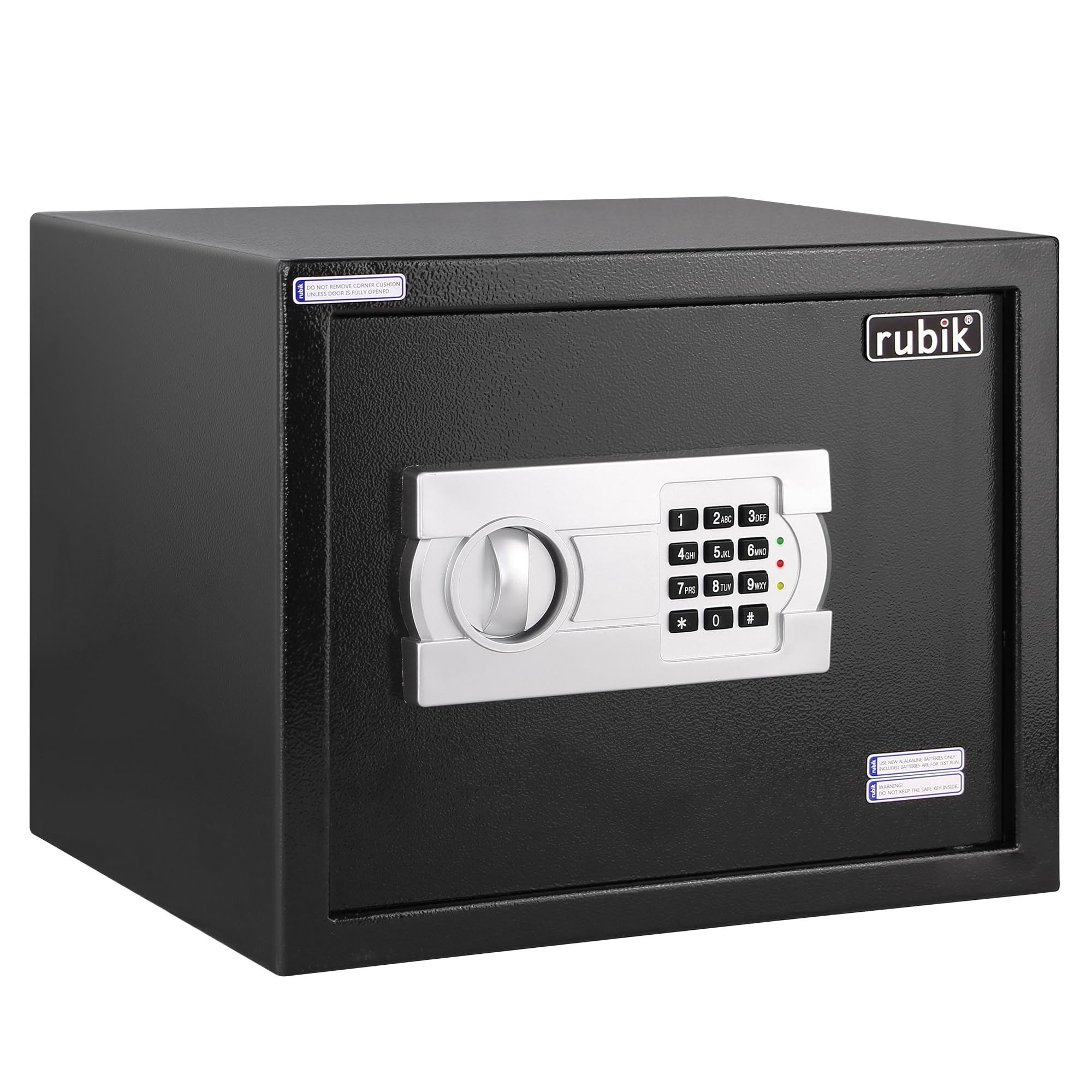 Rubik Large A4 Documents Size Safe Box for Home Office with Key and Pin Code Keypad for Cash Documents Jewelry Passports (30x38x30cm) Black