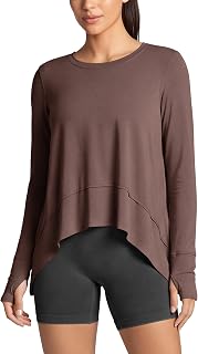 ODODOS Women's Modal Soft Long Sleeve Tee with Thumb Hole Athletic Gym Workout Tops Yoga Shirts