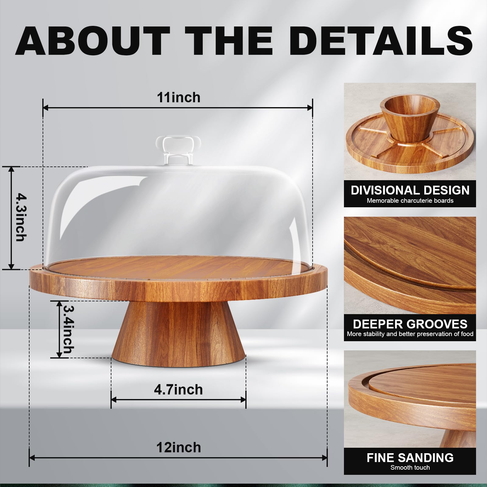 Soporte Redondo De Madera Para Tartas De 12 Pulgadas Con Mad | Meses