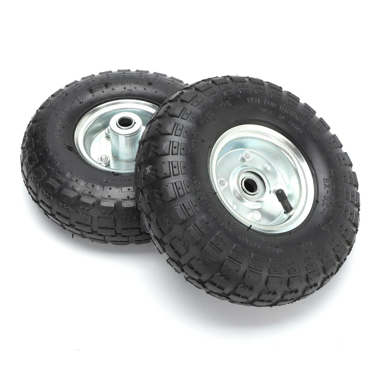2 Stück Schubkarrenräder 10""(25,4 cm) 4.10/3.50-4 Vollgummireifen | Pannensicher, verschleißfest, Ersatzräder für Handwagen, Sackkarren, Gartenwagen, Industriereifen