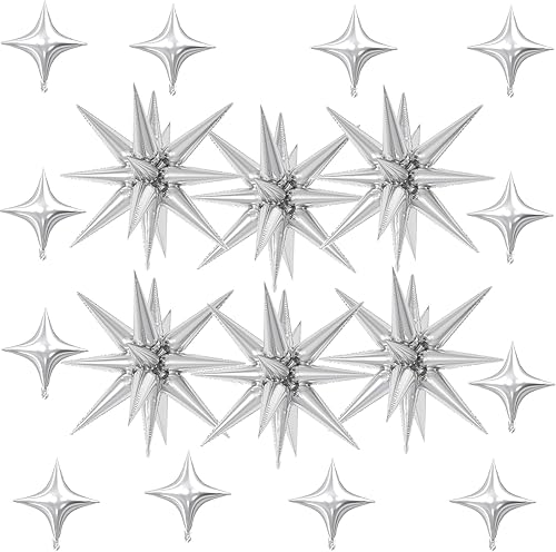 Miniatura 36 de 18 globos de estrella rojos, verdes y dorados, globos de aluminio de estrellas de Navidad con 6 globos de estrella en explosión de 22 pulgadas, 12