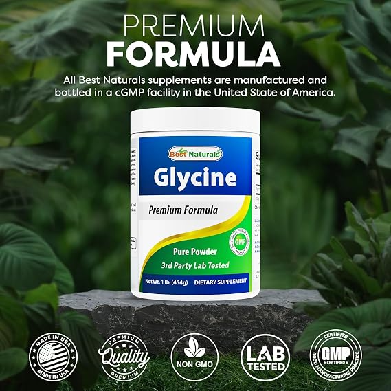 أفضل مسحوق Naturals Glycine 1 LB - Neurotransmitter & Relaxation Support