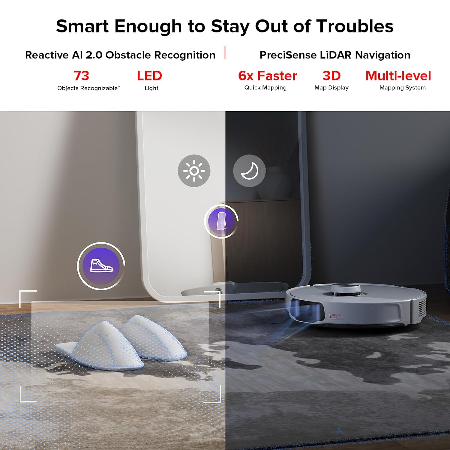roborock S8 MaxV Ultra with Refill & Drainage System Robot Vacuum and Mop, Check Installation Space First, FlexiArm Design, Auto Mop Wash&Dry 10000Pa Suction, Obstacle Avoidance, 20mm Auto Mop Lifting, view 7