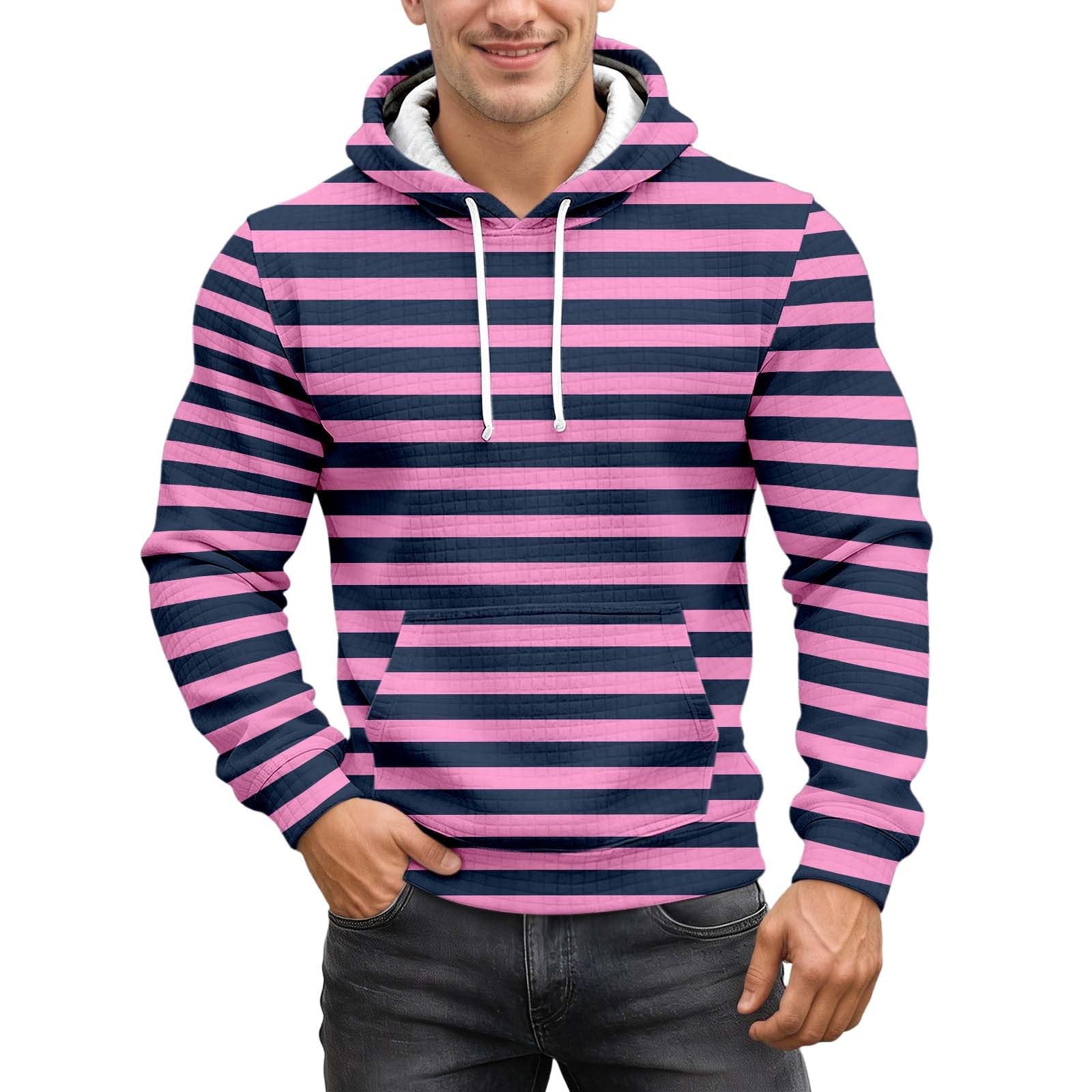 Sweat à capuche rose à motif rayé en tricot isolant et doux - 5