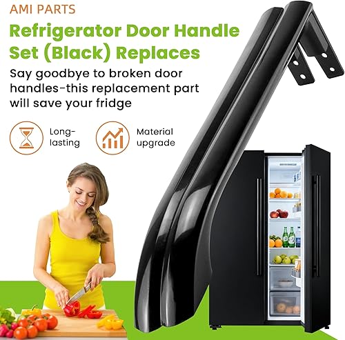 Miniatura 2 de AMI PARTS 5304506471 Juego de manijas para puerta de frigorífico (Negro) Reemplaza 242059503 242059506 5304486361 5304504509 5304504510 5304510039