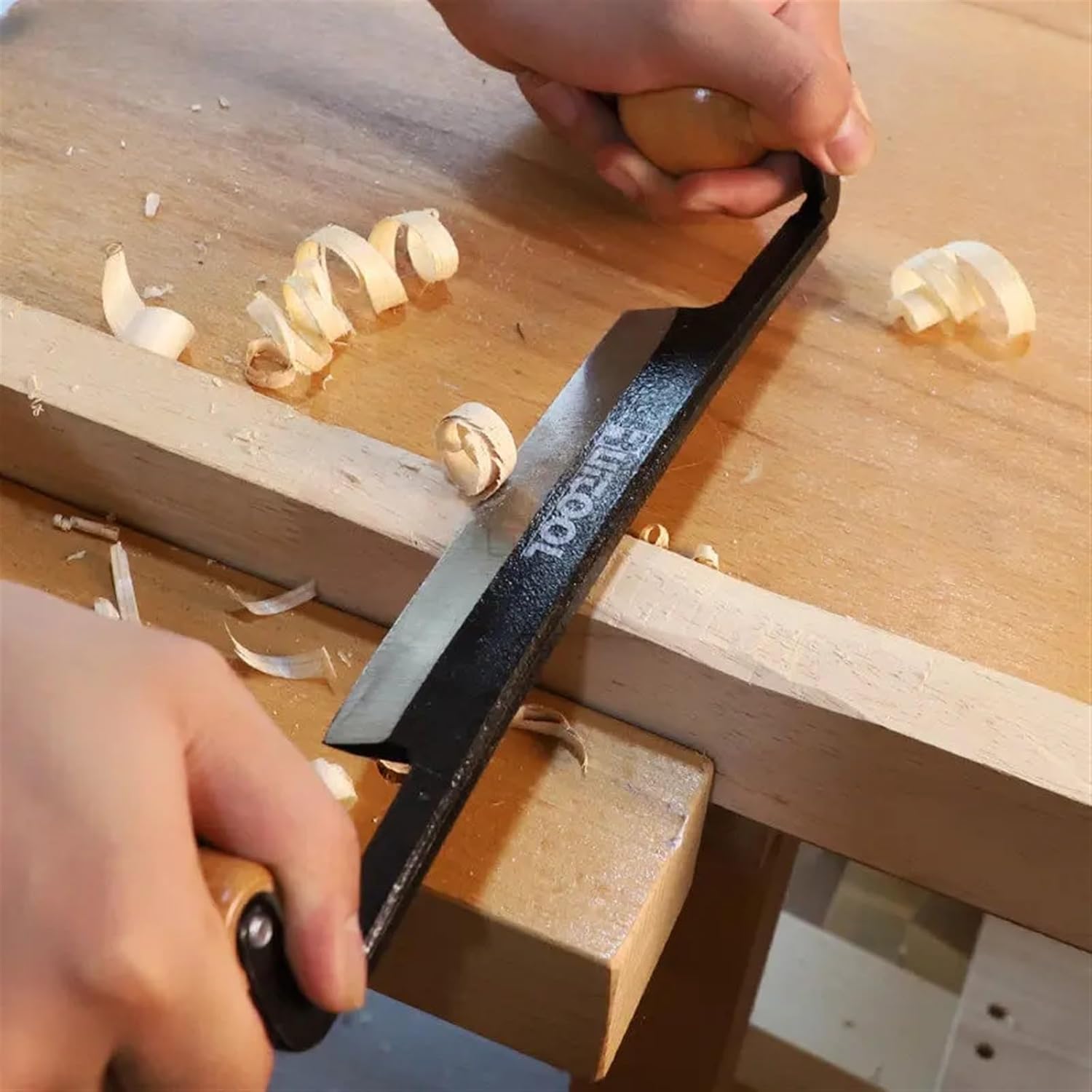 Woodworking Draw Knife Wood Carving Straight Draw Shave Manganese Steel Straight Draw Shave Wood Debarking Hand Tool