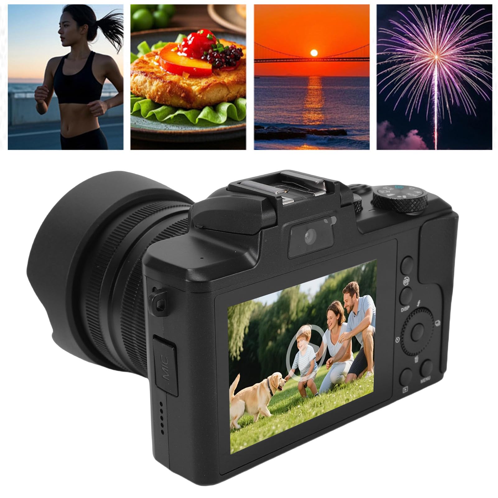 ASHATA Fotocamera digitale 8K 88MP HD con touch screen per principianti e appassionati di fotografia, nero