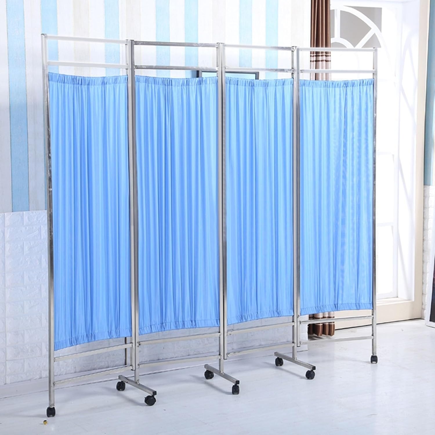 Rolling Medical Privacy Screen with Wheels, 4 Panel Foldable Room Separation Temporary Fencing, for Clinic/Ward/Examination Cubicle, Saving Space Dorm Rooms Partition Wall (Color : C)
