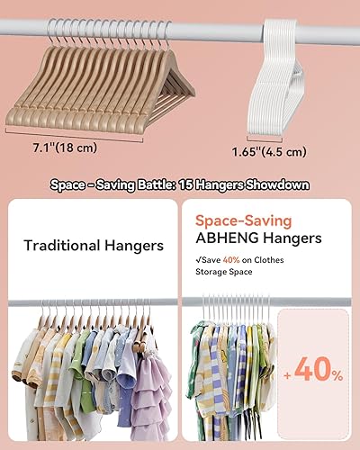 Miniatura 6 de ABHENG Perchas de Plástico para Bebé, Paquete de 60, Perchas Ultra Delgadas para Armario, Antideslizantes, que Ahorran Espacio, Resistentes, 11" An