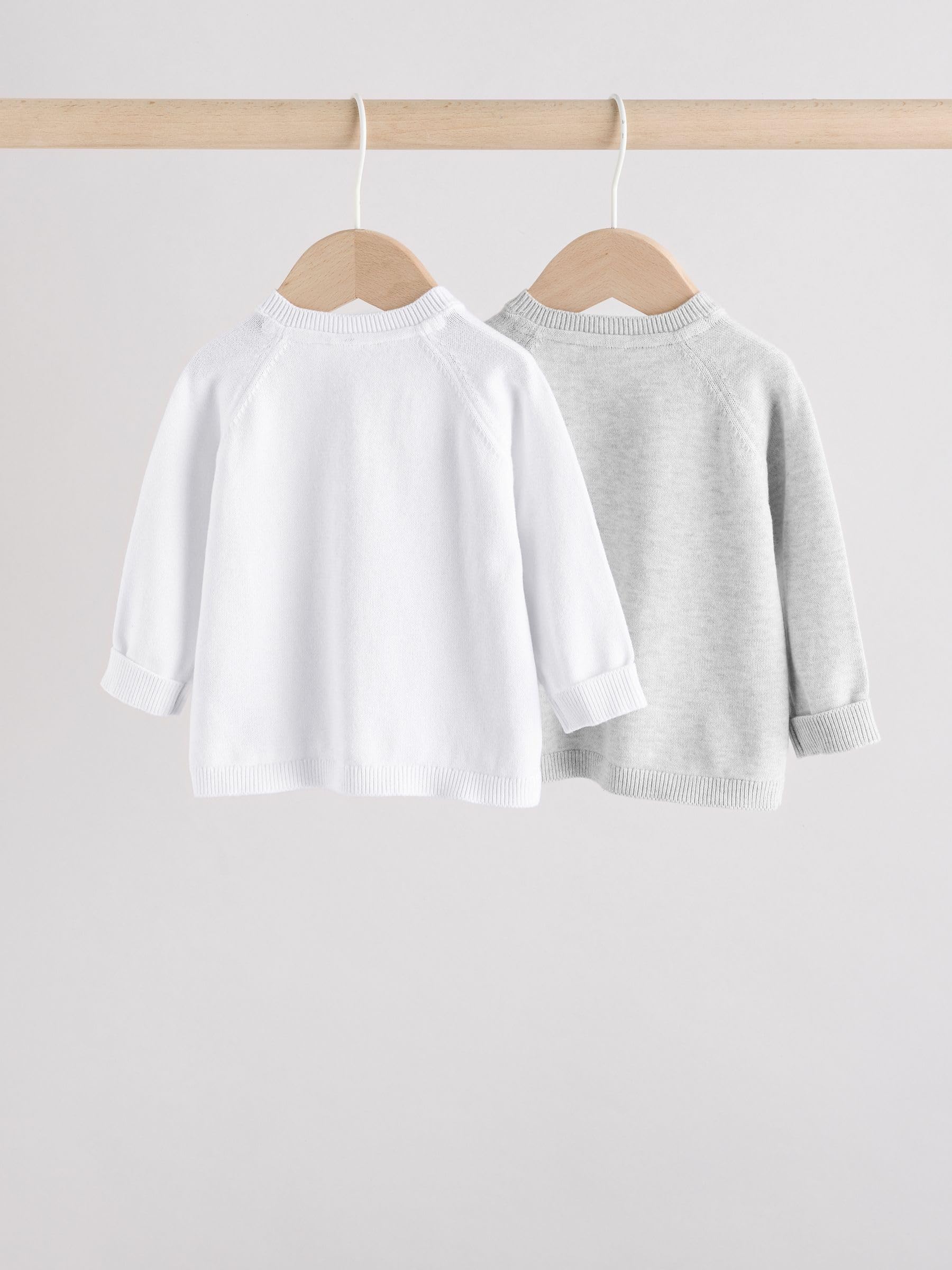NEXT Bébé Cardigan bébé en Maille Gris et Blanc, Lot de 2
