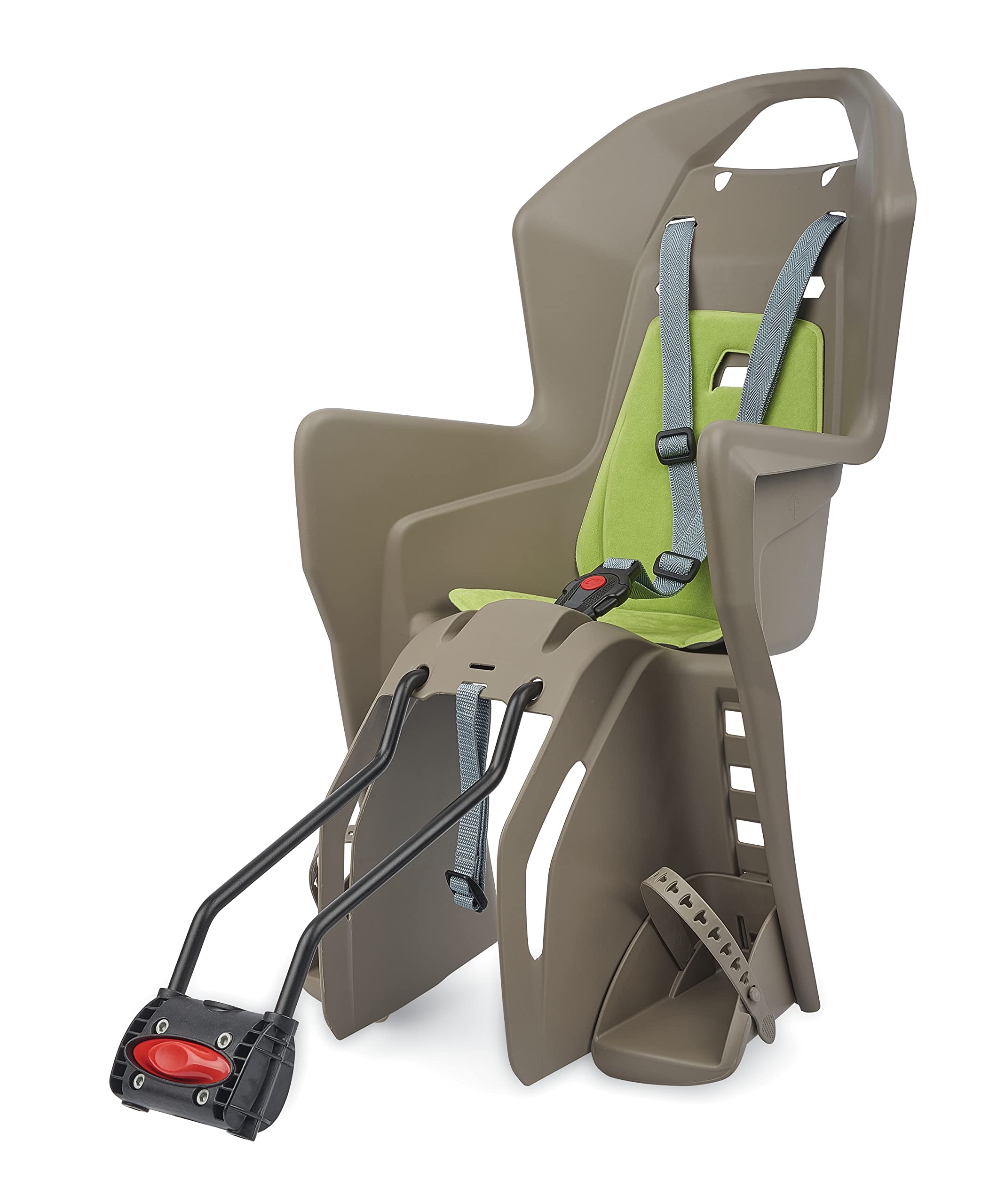 POLISPORT 8631400030 - KOOLAH 29'' tylne siedzenie do roweru z kołami od 26'' do 29'' odpowiednie dla dzieci o wadze od 9 do 22kg z mocowaniem do ramy w kolorze brązowy/zielony