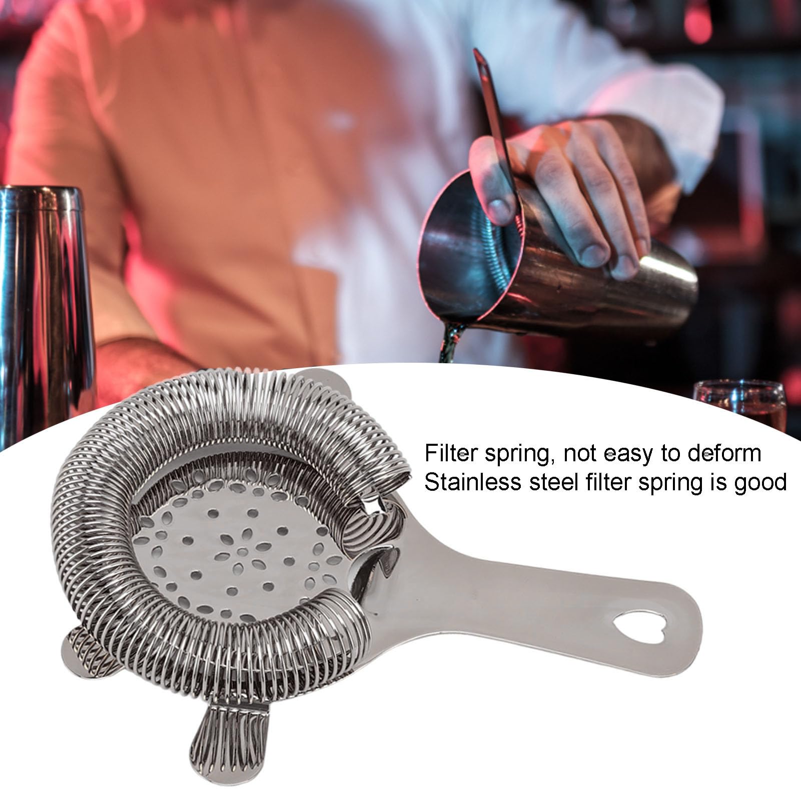 Colino Cocktail Acciaio Inossidabile - Filtro Per Shaker, Bar, Tè E Caffè, Argento - Foto 10