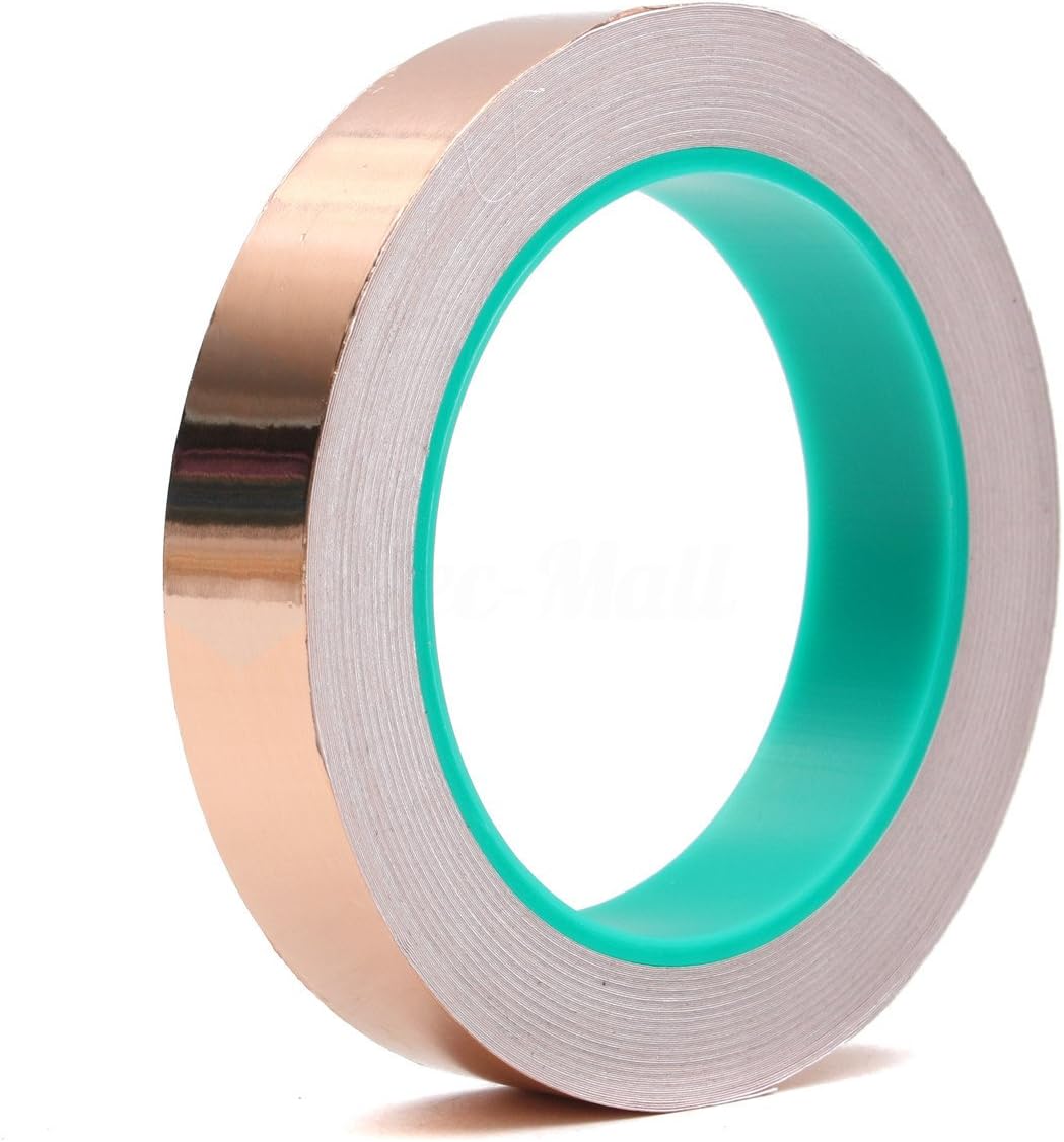 skycabin15mmX25m Copper Foil Tape Against Snail,Double-Sided Conductive Copper Tape with Adhesive for Guitar,EMI Shielding,Soldering,Stained Glass Supplies,Craft,Electric Repairs,Grounding