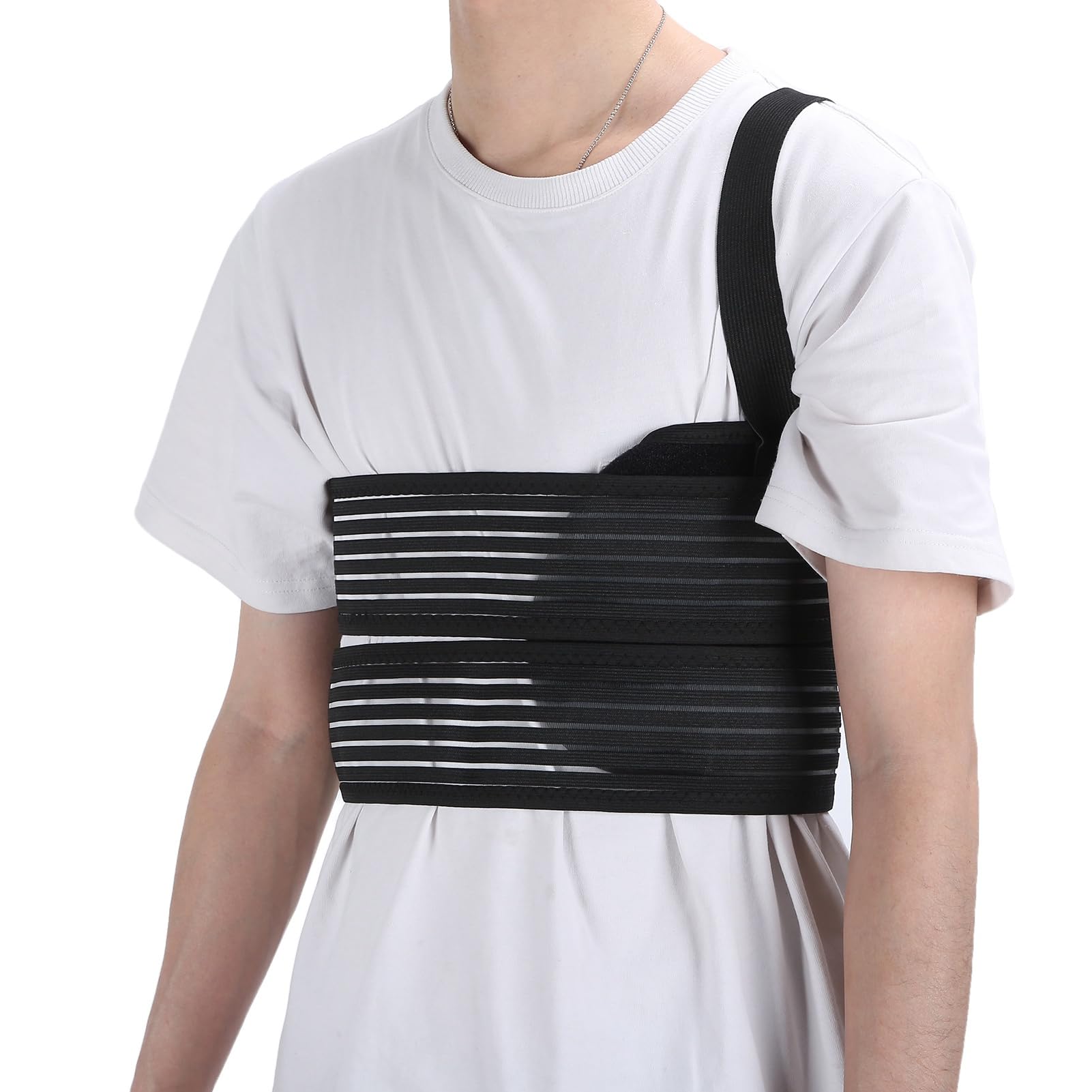 Watris Veiyi Fascia a coste rotte, cintura elastica a coste, traspirante, cintura toracica regolabile, 80-115 cm