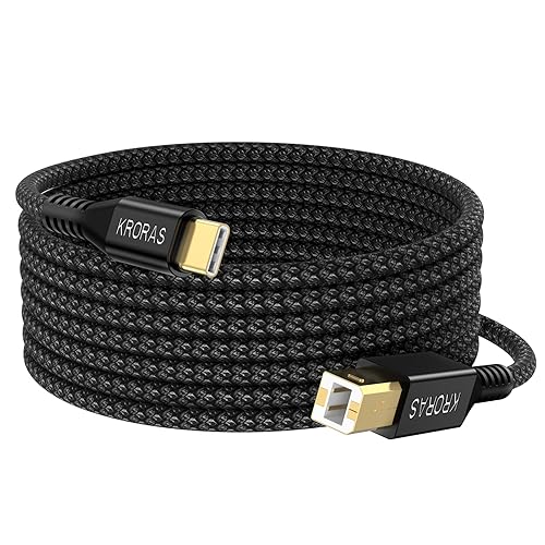 Cable de impresora USB B a C de 6.6 pies para MacBook ProAir, cable MIDI de nailon para controlador MIDI de piano digital Casio