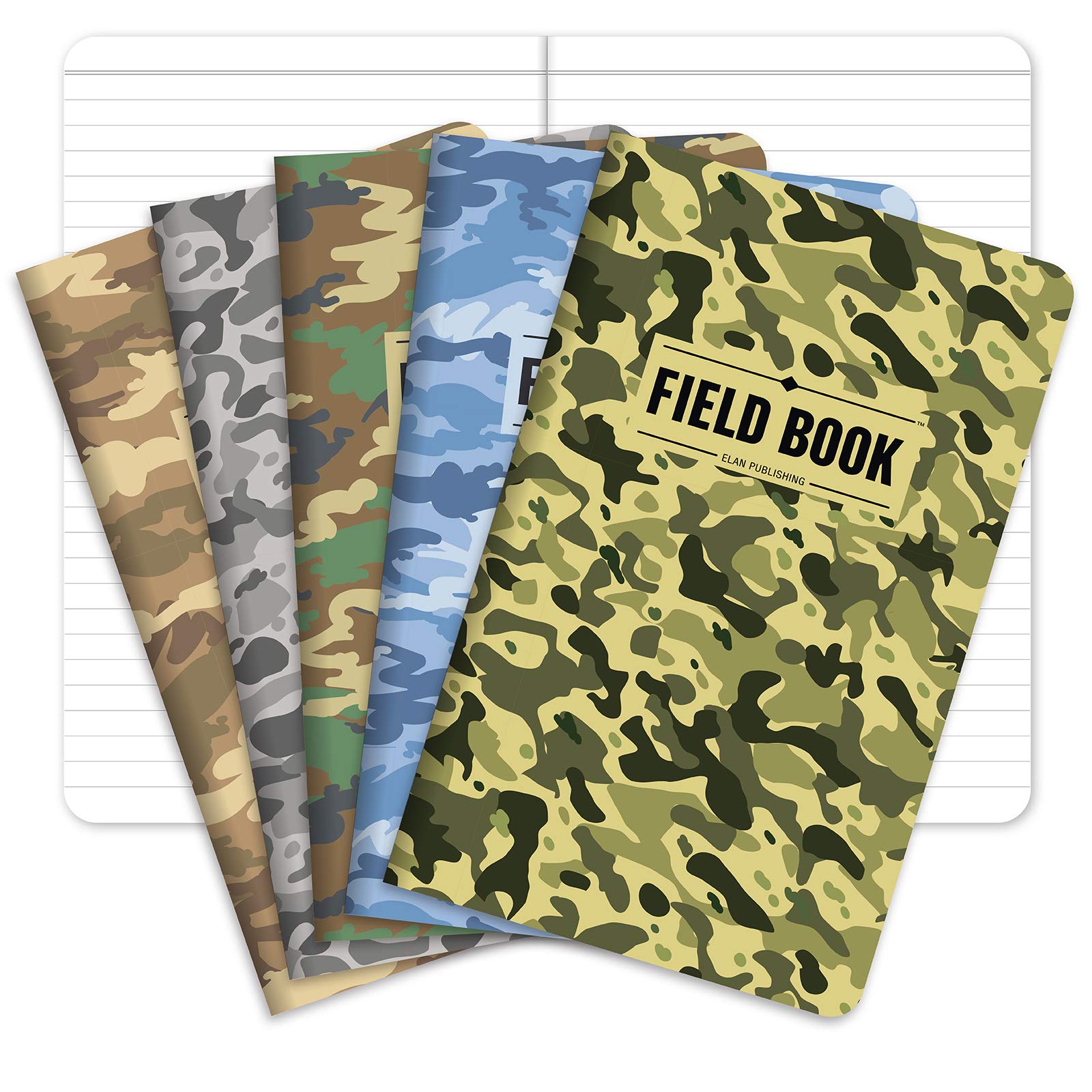 Elan Publishing Company Field Notebook/Journal - 5"x8" - Camouflage - Lined Memo Book - Pack of 5