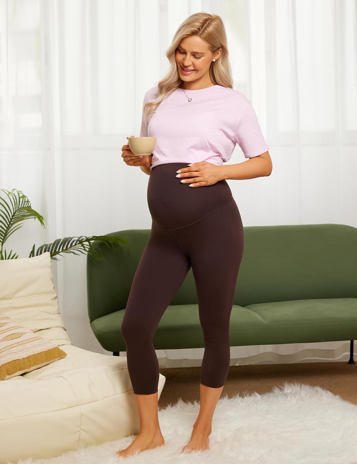 CRZ YOGA Butterluxe Maternity Capris Leggings 21" - Over The Belly Workout Active Yoga Womens Pregnancy Crop Pants Stretchy - Image 3