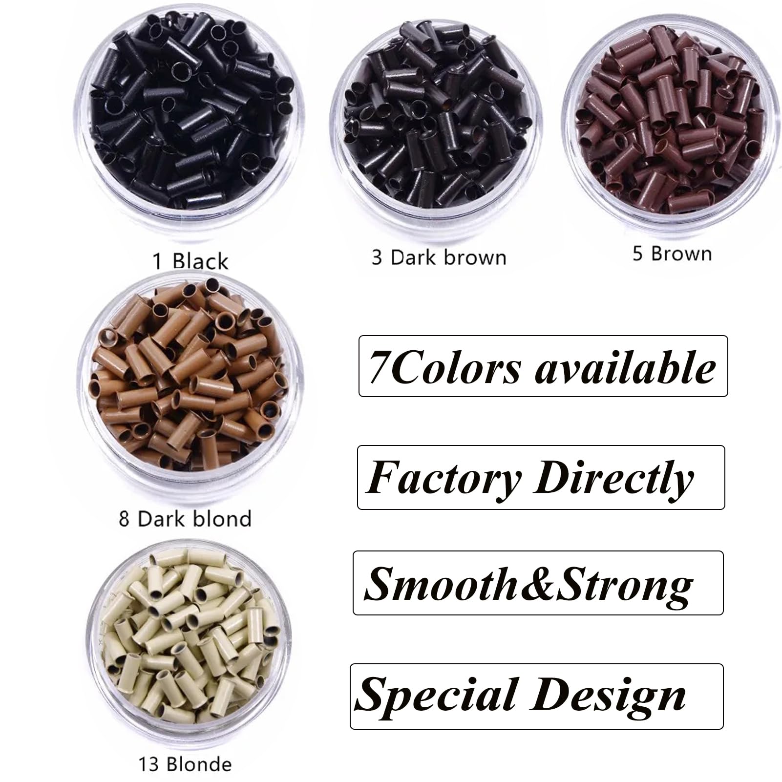 4.0 * 2.8 * 6.0 Mm Silicone Lined Micro Ring Beads Copper Tube Micro Link Beads Hair Beads For I-Tip Hair Extensions (1000 Pcs, Dark Brown - View #6