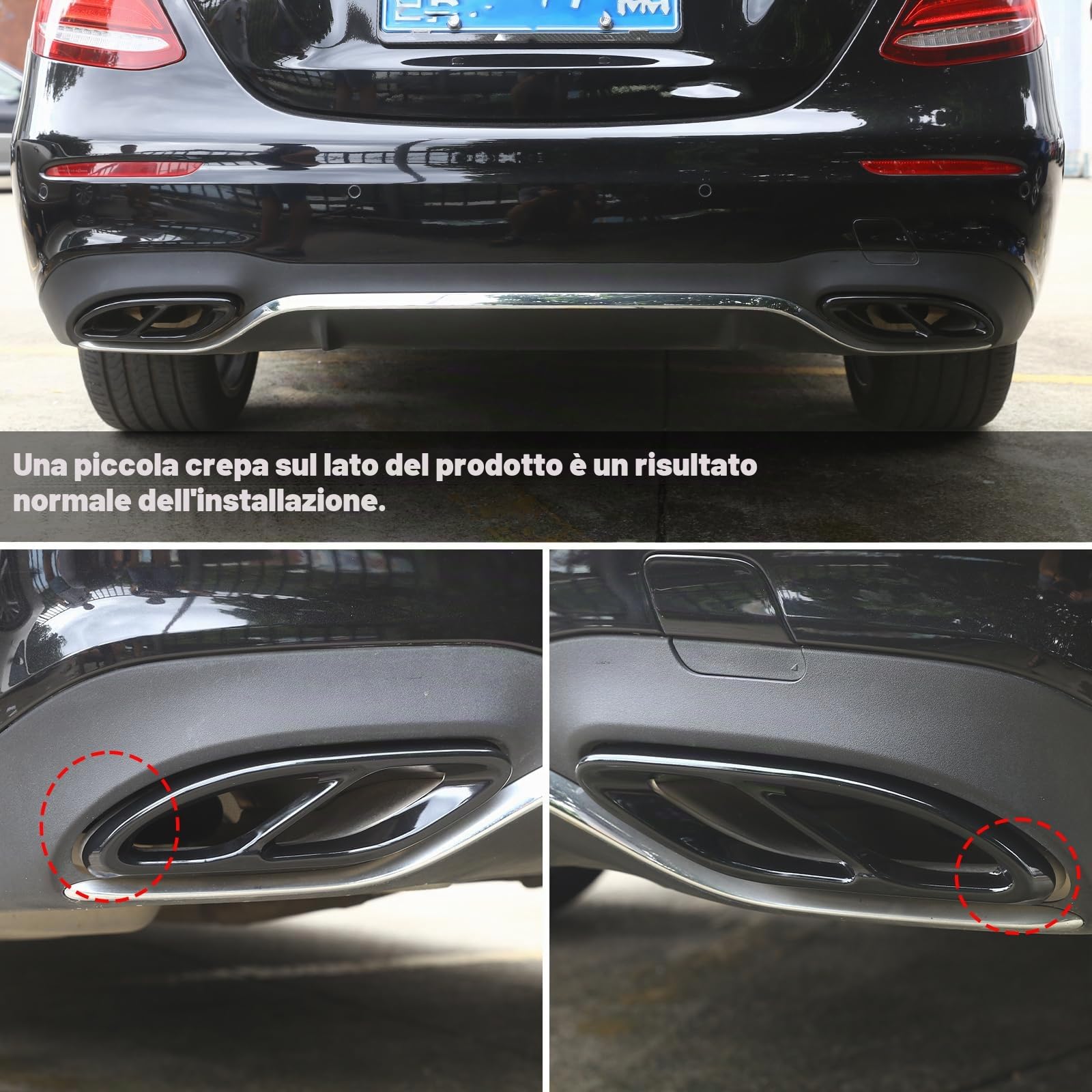 2 rivestimenti per tubi di scarico in acciaio per classe A B C E GLC W205 W213 W246 W247 W177 X253 (nero lucido)