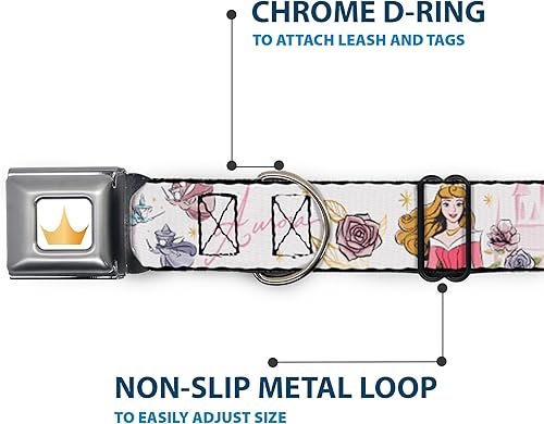 Miniatura 5 de Buckle-Down Collar de perro con hebilla de cinturón de seguridad para dormir, Aurora y hadas, posa de madrinas con escritura de 16 a 23 pulgadas,
