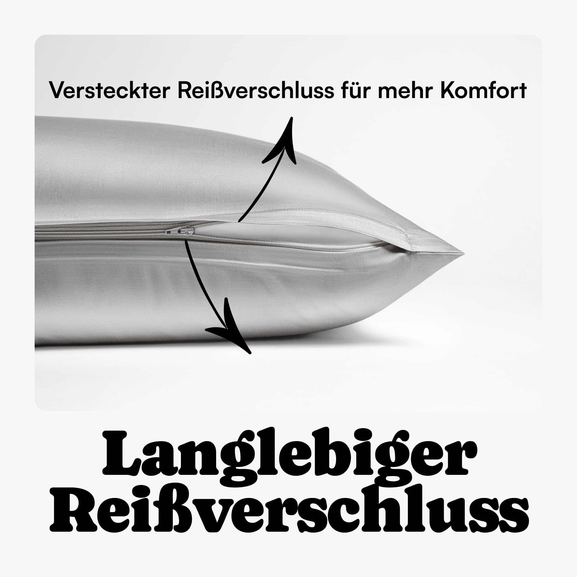 Tencel Bettwäsche 200x200 Grau Hellgrau + 80x80 cm | 100% Lyocell | besonders weiche hochwertig | Reißverschluss | Oeko-Tex | für Allergiker geeignet | Atmungsaktiv gegen Schweiß