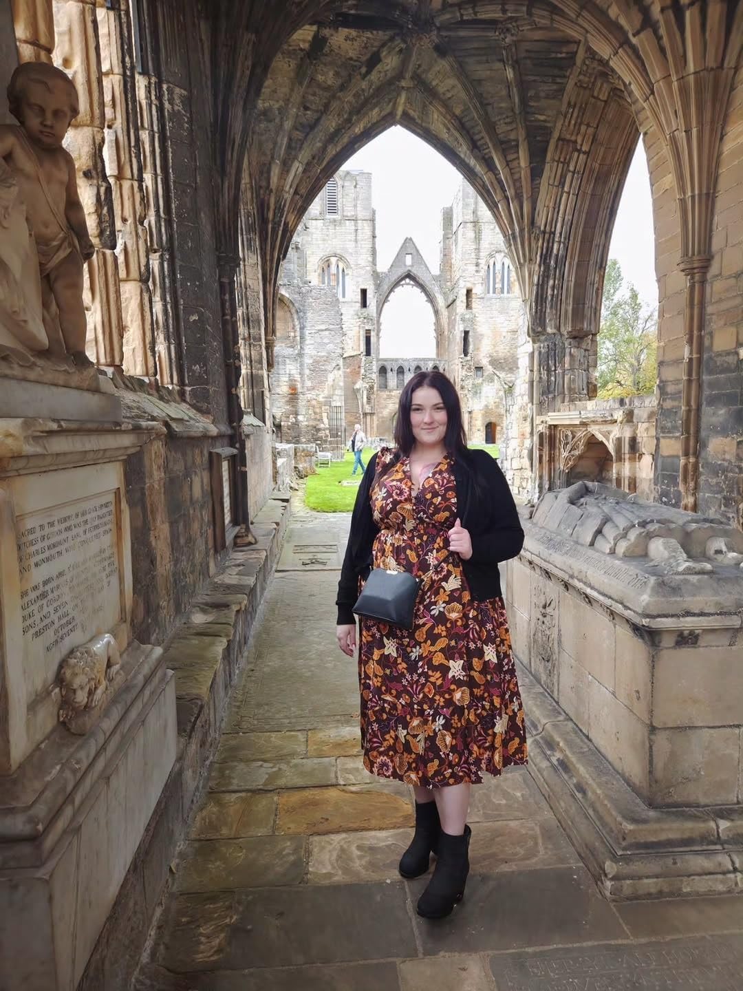 CARCOS Women's Plus Size Boho Floral Fall Dress Long Sleeve V Neck Wedding Guest Cocktail Party Flowy Midi Dress XL-5XL - Image 3