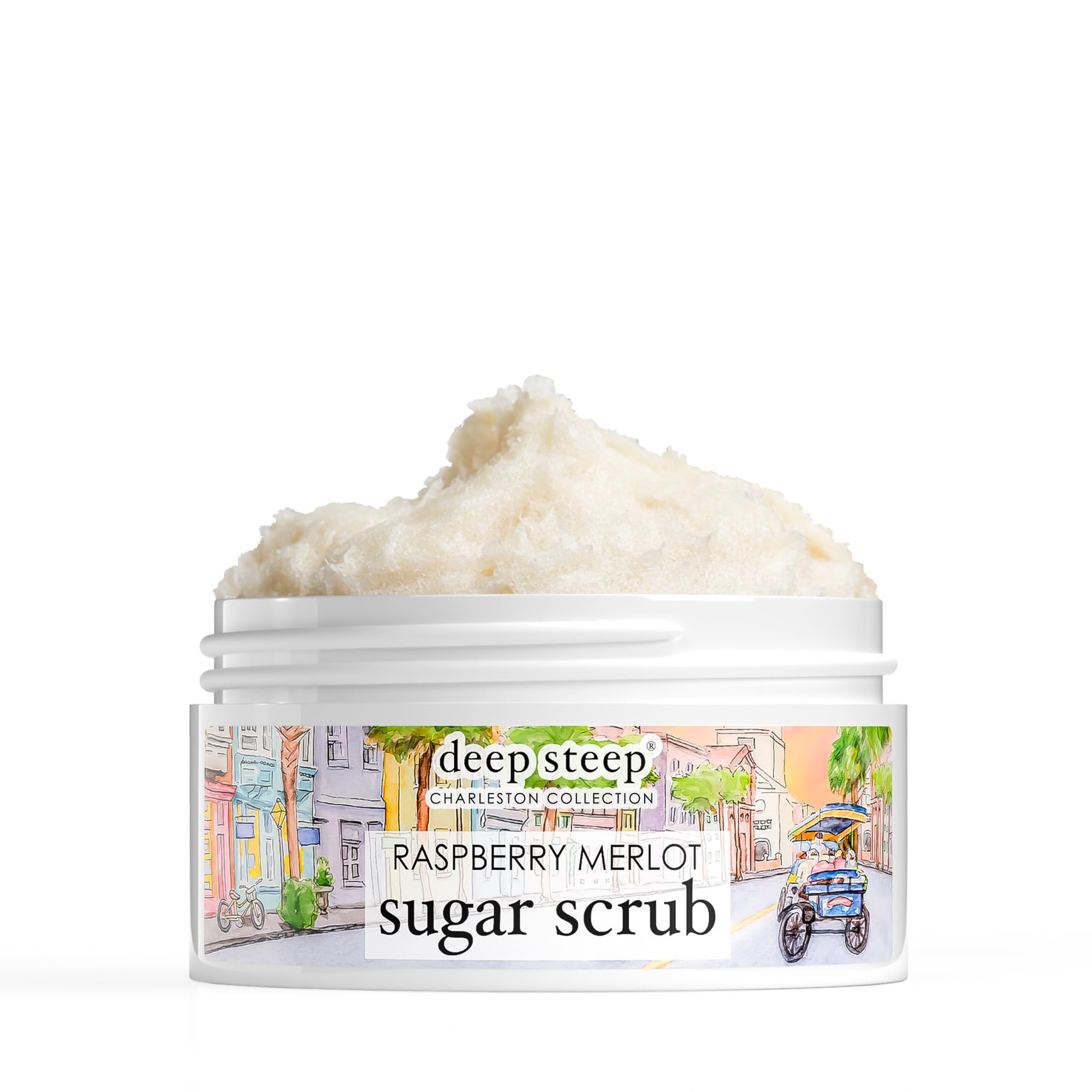 Deep Steep Sugar Scrub, Raspberry Merlot (Meet me at Broad), 8 oz – Exfoliating Body Scrub with Organic Coconut Oil, Shea Butter & Argan Oil – Vegan, Clean Beauty, Smooth, Soft & Nourished Skin