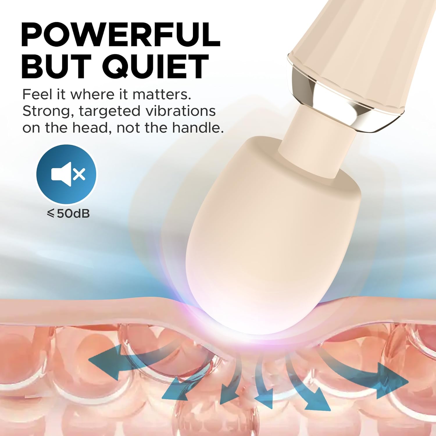 Cordless 11.6" Wand Vibrator (Flesh), Body-Safe Adult Sex Toy for Women, Waterproof Clitoral Stimulator for Solo or Couple Play, Personal Massager for Intimate Pleasure, 5 Vibration and 3 Speed Modes