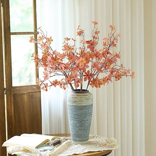 Miniatura 10 de 6 tallos de vegetación de otoño falsos, ramas de hojas artificiales de otoño, plantas sintéticas, hojas de eucalipto de seda para interiores y