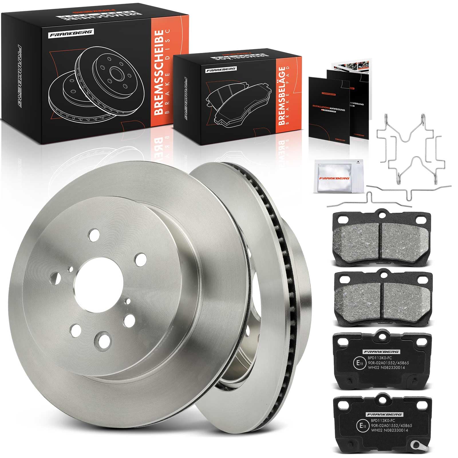 Frankberg 2 discos de freno + 4 pastillas de freno para eje trasero con lubricante de freno compatible con GS GRS19 GWS19 UZS19 2005-2011 GS S19 2006-2011 IS C GSE2 2009-2015 Replace# 4243130290
