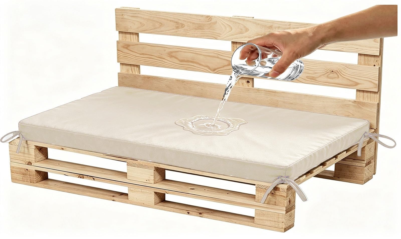 YNJJKA Outdoor Swing Seat Cushions Waterproof 80% 5cm/1.9" Thick Outdoor Bench Cushion, Settee Couch Pads with Zipper Washable, Patio Swing Seat Cushion with Ties(Beige,70x70 cm 28x28 in)