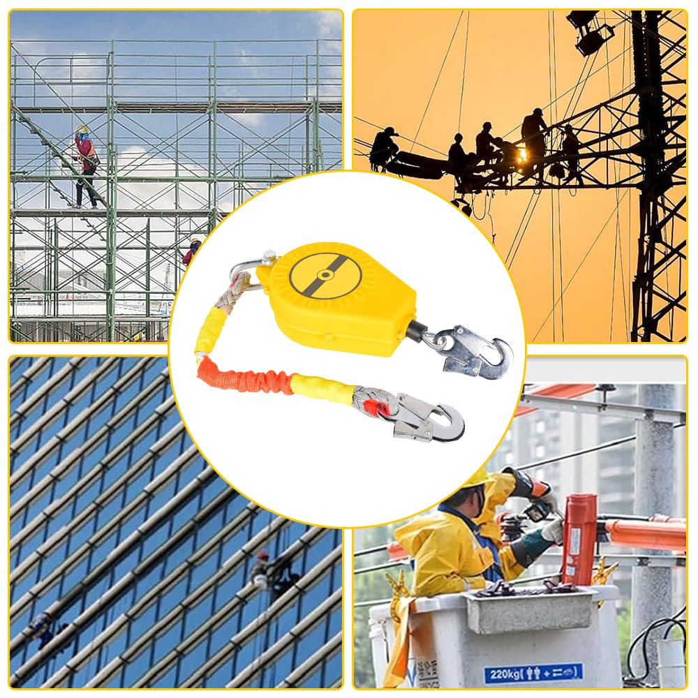 Dispositif Anti Chute a Rappel Automatique, Ligne de Vie Auto-Rétractable, Anti Chute a Rappel Automatique, Corde de Sécurité pour Toiture, D'échafaudage et Travaux en Hauteur, Charge:150kg