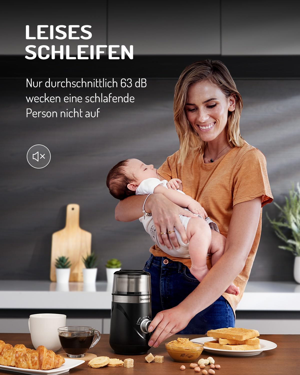 SHARDOR KaffeemüHle Elektrisch Mit 2 Edelstahltassen GewüRzmühle, Automatischer Timer, Coffee Grinder Für Kaffeebohnen, GewüRzen, Getreide, NüSsen Verwendet Werden, 2 * 80 G